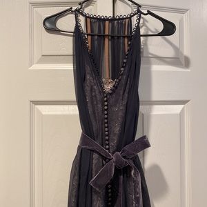 BCBG lace sheer button dress with Velvet belt size 4